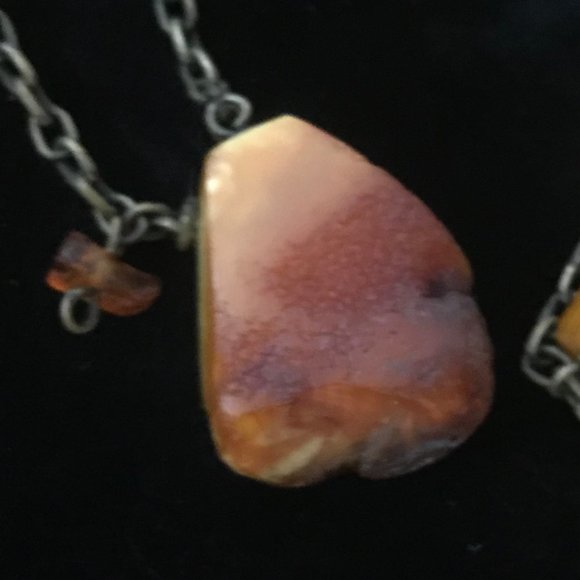 Baltic Amber Large Rough Nugget Necklace Vintage - Picture 5 of 5